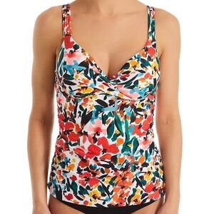 Anne Cole Twist Front Underwire Tankini Floral Swim Top Size 34D/32DD